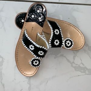 Black/white Jack Rogers, jacks flat sandal, size 7